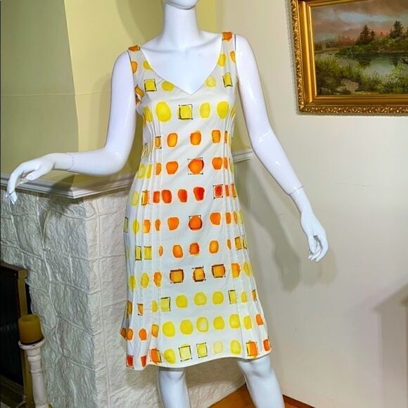 Akris Punto Sleeveless Cotton Print Dress - Picture 6 of 10